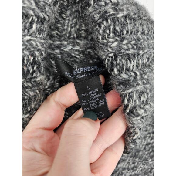 Express Womens Sz L Wool Angora Cashmere Blend Turtleneck Sweater Gray - Picture 3 of 4